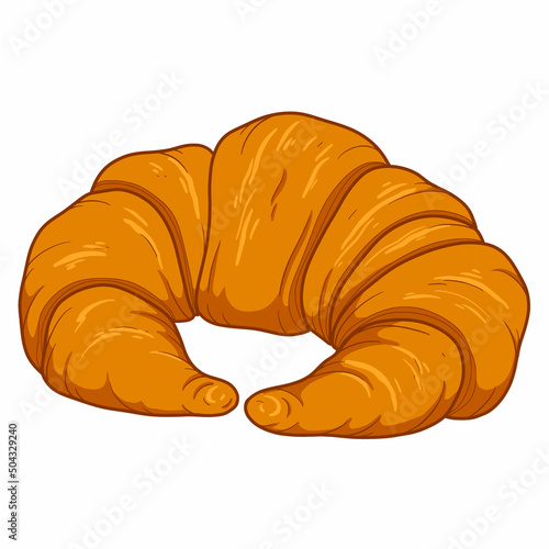 Sketch croissant on white background. Vector Illustration.