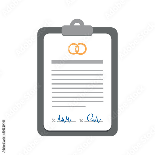 marriage contract info graphic with clip board