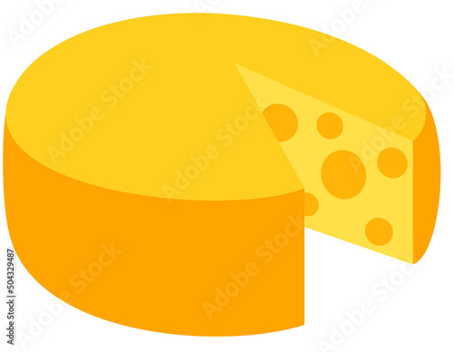 One yellow wheel round cheese block