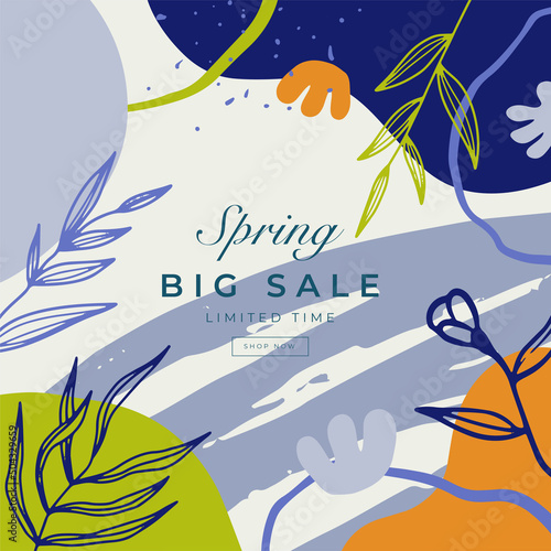 Sale square banner template for social media posts, mobile apps, banners design and web/internet ads. Trendy abstract square template with colorful concept