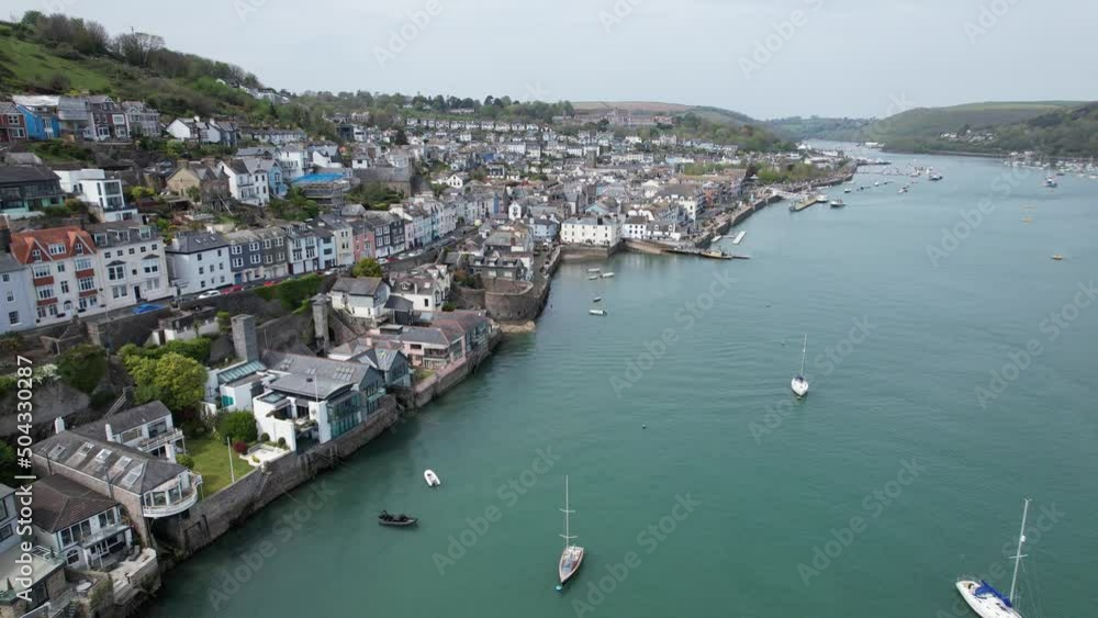 Bayard's Cove Fort and Dartmouth on river Dart Devon England drone aerial view Bayard's Cove Fort and Dartmouth on river Dart Devon England drone aerial view