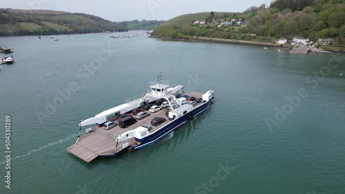 Close up of Lower car ferry Dartmouth Devon England drone aerial view photo