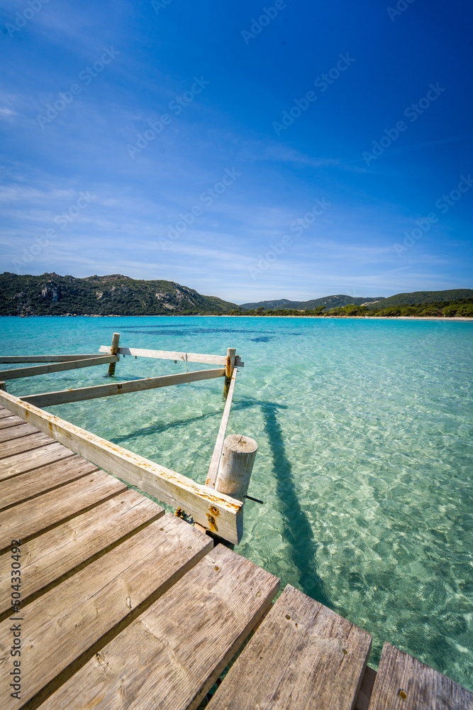Paysage magnifique - Corse du sud - plage de Santa Giulia - ponton sur la mer turquoise