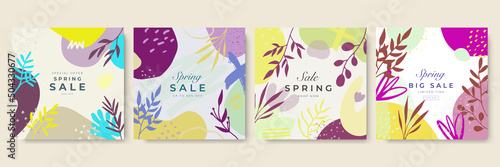 Social media template banner fashion sale promotion. fully editable instagram and facebook square post frame puzzle organic sale poster. green floral water color vector background
