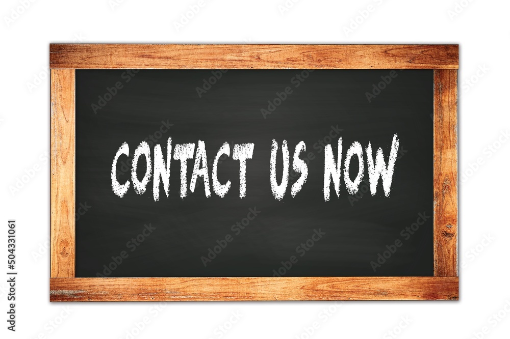 CONTACT US NOW text written on wooden frame school blackboard. CONTACT US NOW text written on wooden frame school blackboard.
