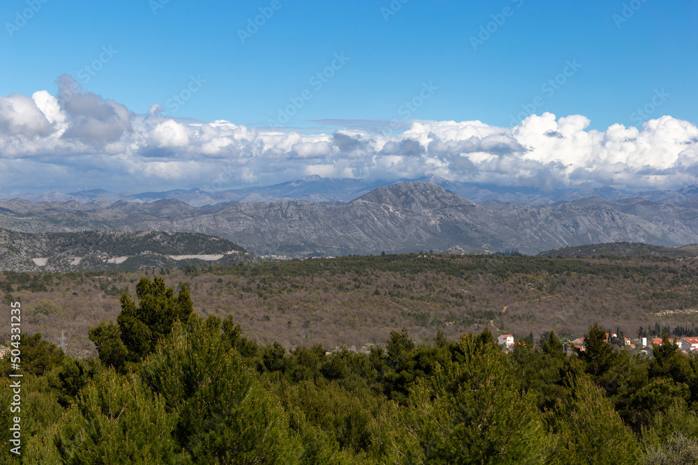 Fototapeta premium Mountains landscape in the Croatia. Sunny summser day.