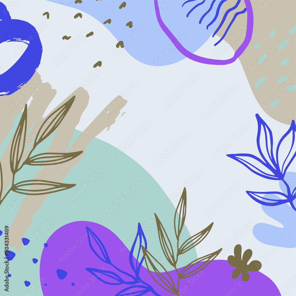 Abstract flowers design template for social media posts, stories, banners, mobile apps, web, print, ads. Vector layout with copy space for text, organic shapes, florals. Pastel colors, natural motifs Abstract flowers design template for social media posts, stories, banners, mobile apps, web, print, ads. Vector layout with copy space for text, organic shapes, florals. Pastel colors, natural motifs