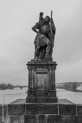 Statue on the famous Charles bridge in Prague, Czech republic © vaclav