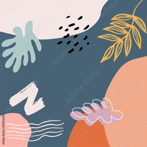 Abstract organic shapes exotic background. Contemporary modern hand drawn vector illustration.