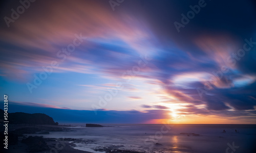 Romantic sunset on Palmachim beach  Israel