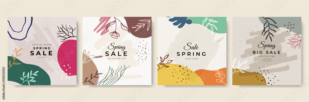 Naklejka premium Set of abstract creative universal artistic templates.