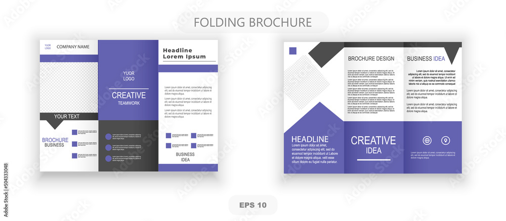 Obraz premium Tri-fold corporate brochure design. Vector graphics.