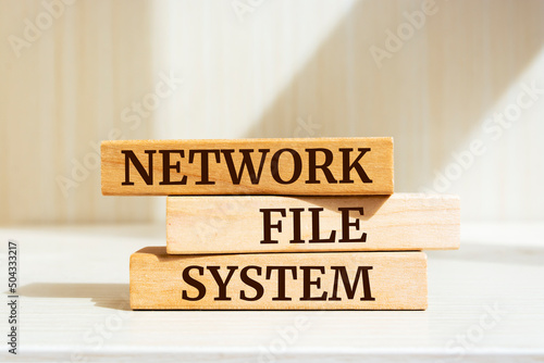 Wooden blocks with words 'Network File System'. Business concept.