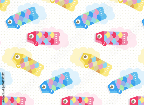 カラフルなこいのぼりのシームレスなパターン