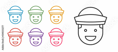 Set line Sailor icon isolated on white background. Set icons colorful. Vector