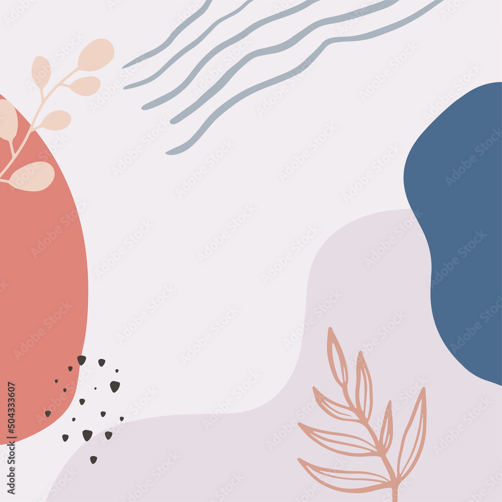 Naklejka premium Vector design templates in simple modern style with copy space for text, flowers and leaves - wedding invitation backgrounds and frames, social media stories wallpapers