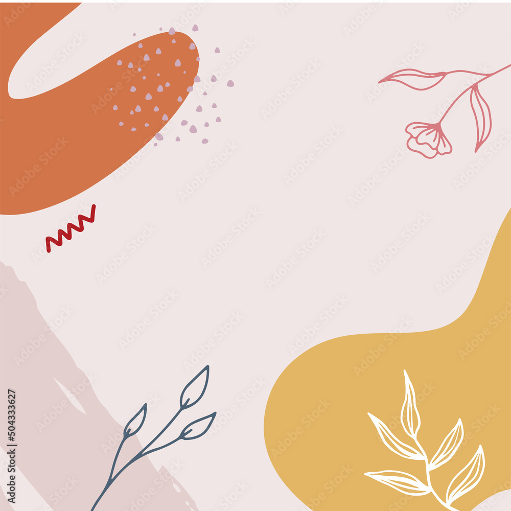 Obraz premium Vector design templates in simple modern style with copy space for text, flowers and leaves - wedding invitation backgrounds and frames, social media stories wallpapers