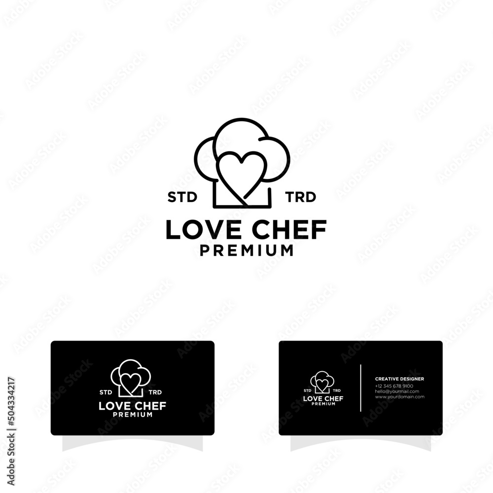 love chef hat cooking logo icon vector flat logo icon design illustration