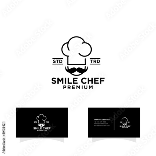 smile chef hat cooking logo icon vector flat logo icon design illustration