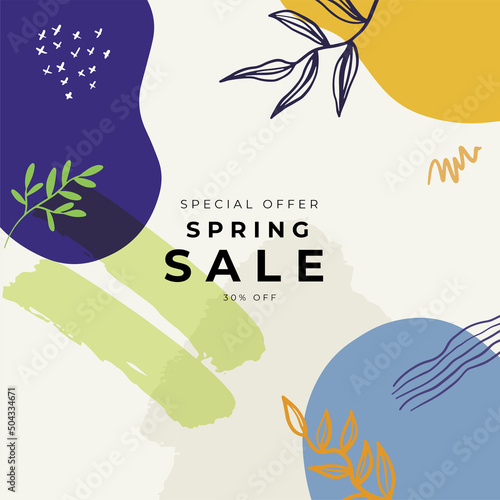 Sale square banner template for social media posts, mobile apps, banners design and web/internet ads. Trendy abstract square template with colorful concept.