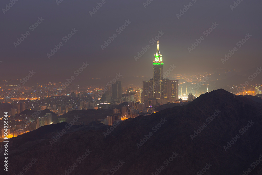 Skyline with Abraj Al Bait (Royal Clock Tower Makkah) in Makkah, Saudi