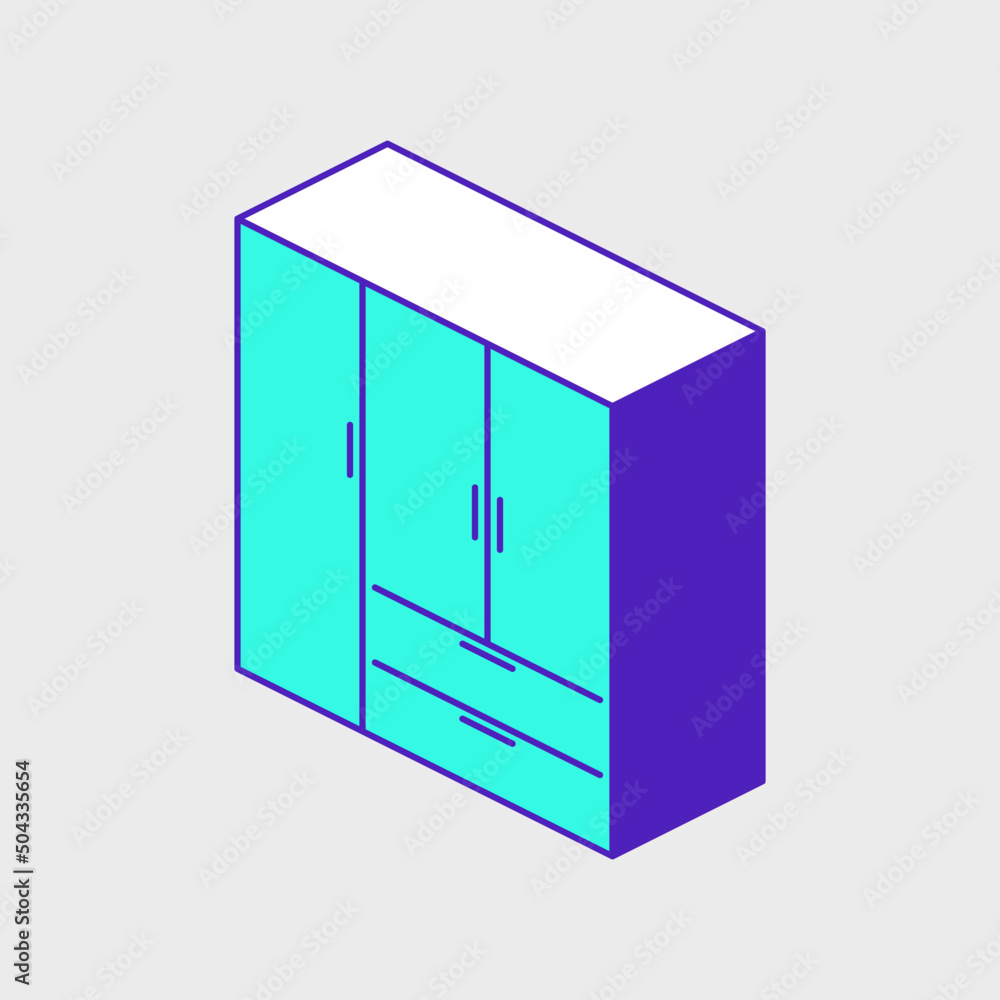 Wardrobe cabinet isometric vector icon illustration Wardrobe cabinet isometric vector icon illustration