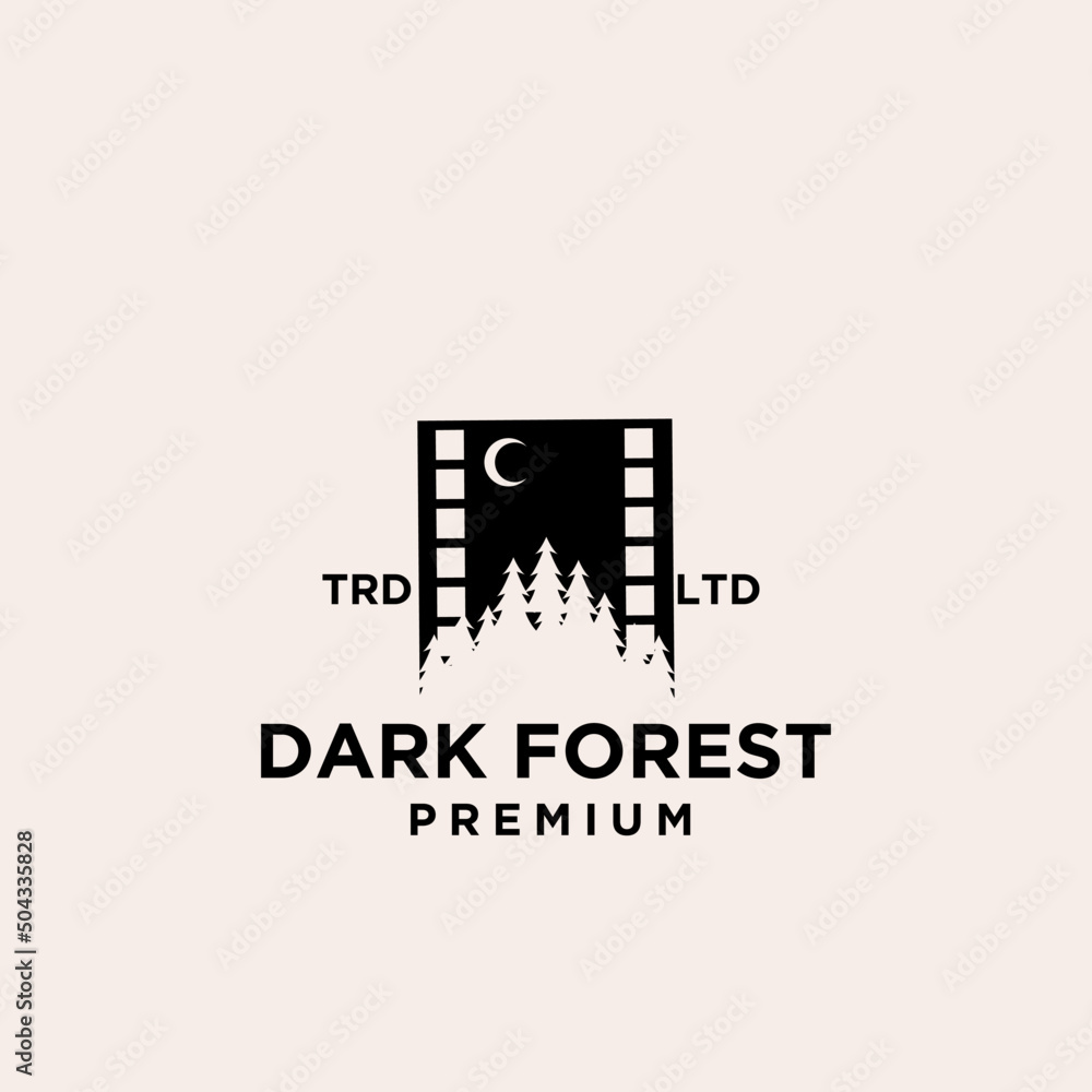 premium wood tree dawn forest vector film logo icon design