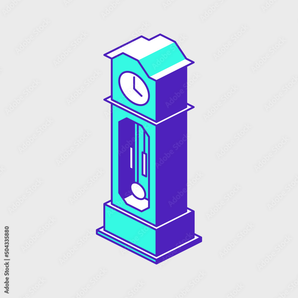 Classic grandfather clock isometric vector icon illustration Classic grandfather clock isometric vector icon illustration