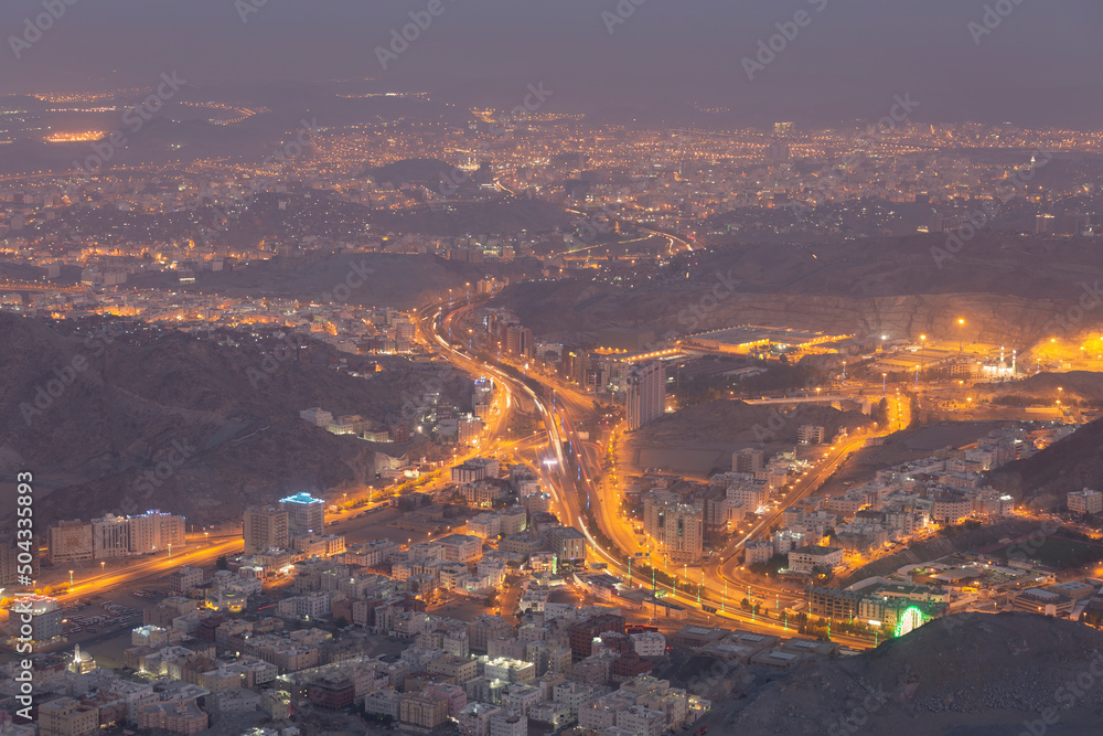 Skyline with Abraj Al Bait (Royal Clock Tower Makkah) in Makkah, Saudi