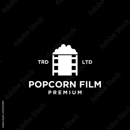 Premium popcorn cinema film vector black logo icon design