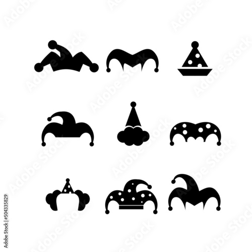 set collection simple Jester hat vector icon illustration design