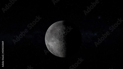 3d model of the moon. video rotation and movement of the moon in space. High quality FullHD footage