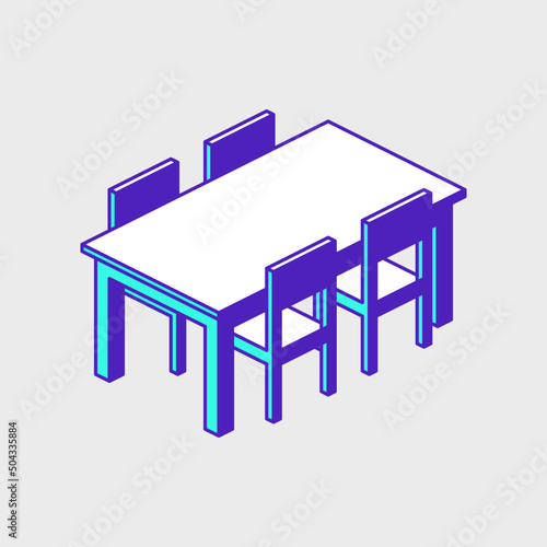 Dining table isometric vector icon illustration