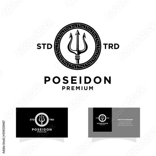 Trident vintage logo design illustration
