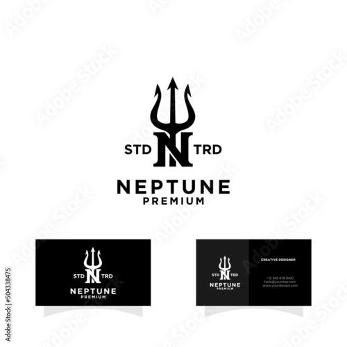 Trident initial N T vintage logo design illustration