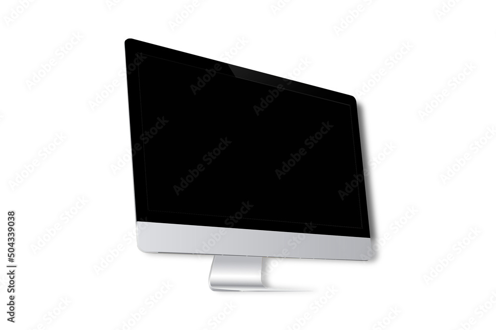 Computer monitor mockup isolated on white background. Computer display isolated on white. 3d rendering. Computer monitor mockup isolated on white background. Computer display isolated on white. 3d rendering.