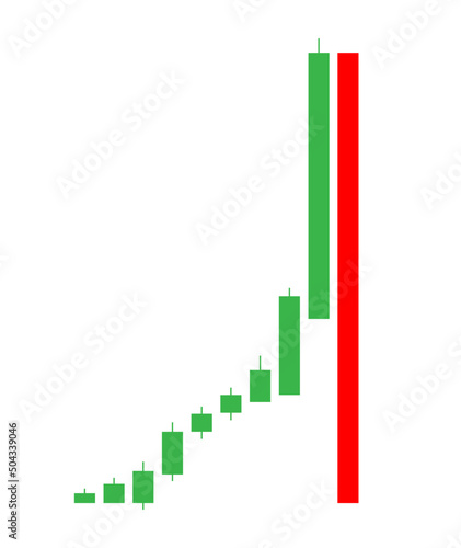 Simple rug pull process. Japanese candle stick indicator chart. Cryptocurency, stock and forex investment trading analysis.