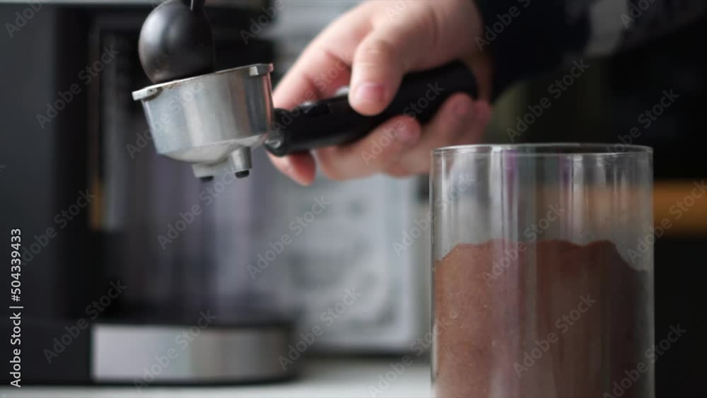 close up of the preparation of coffee in an espresso machine close up of the preparation of coffee in an espresso machine