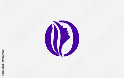 Purple beauty spa and hair logo and symbol design vector with the letter and alphabet O