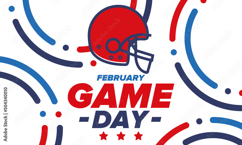 Fototapeta premium Game Day. American football playoff. Super Bowl Party in United States. Final game of regular season. Professional team championship. Ball for american football. Sport poster. Vector illustration