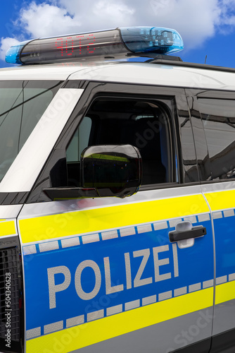 Polizei sign on a German police car