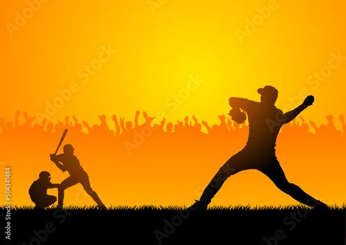 silhouette of a baseball players