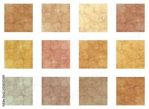 【ベクターai】古代壁画風アンティーク幾何学模様テクスチャ背景壁紙イラスト素材　タイルブロック抽象的紋様
