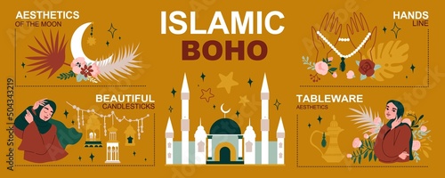 Islamic Infographics Flat Illustration