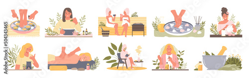 Aromatherapy Flat Icons Set
