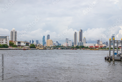 The Chaophraya River and the Cityscape of Bangkok Thailand Southeast Asia © Willi