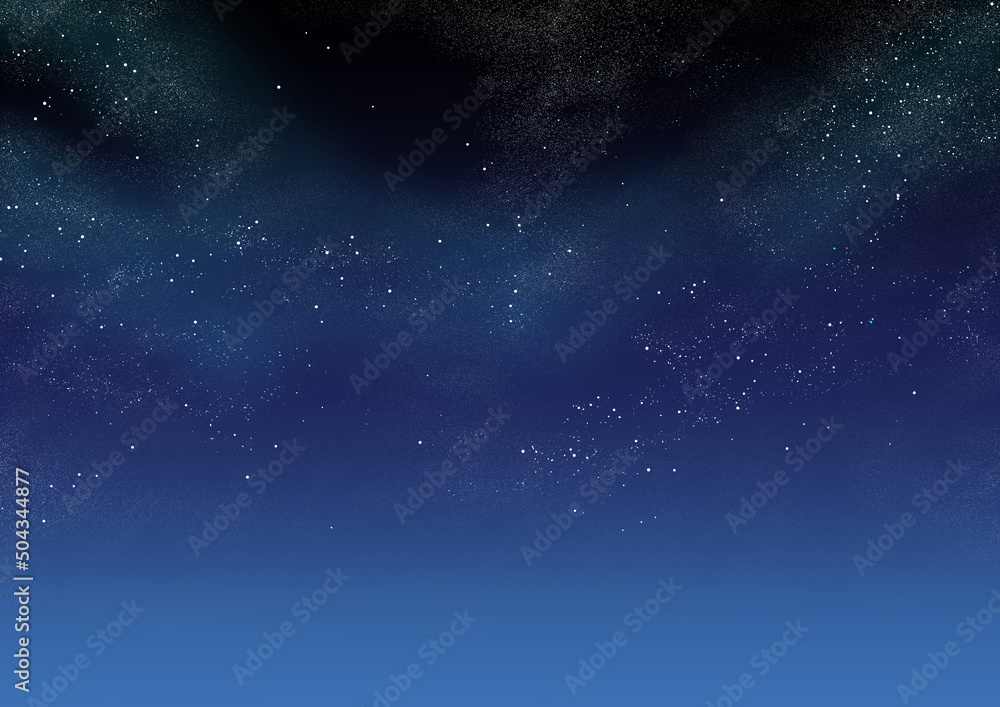 Naklejka premium 天の川のイラスト A4横型