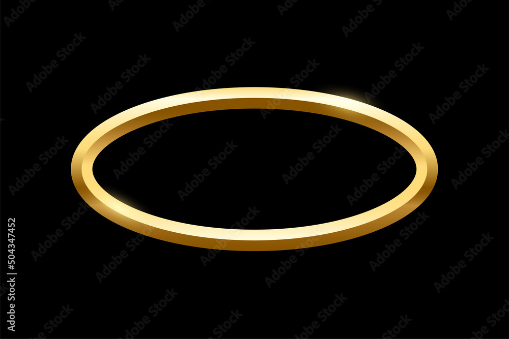 Gold oval frame for picture on black background. Blank space for picture, painting, card or photo. 3d realistic modern template vector illustration. Simple golden object mockup Gold oval frame for picture on black background. Blank space for picture, painting, card or photo. 3d realistic modern template vector illustration. Simple golden object mockup