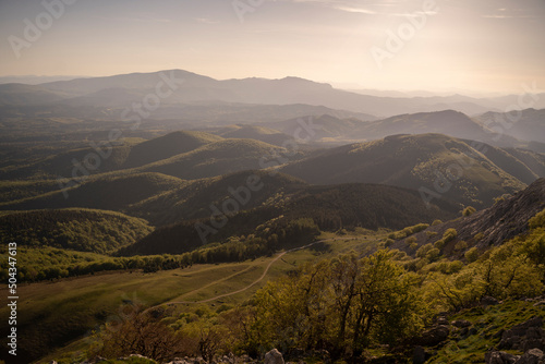 Bilde på lerret sunset in the basque mountains, basque country, spain