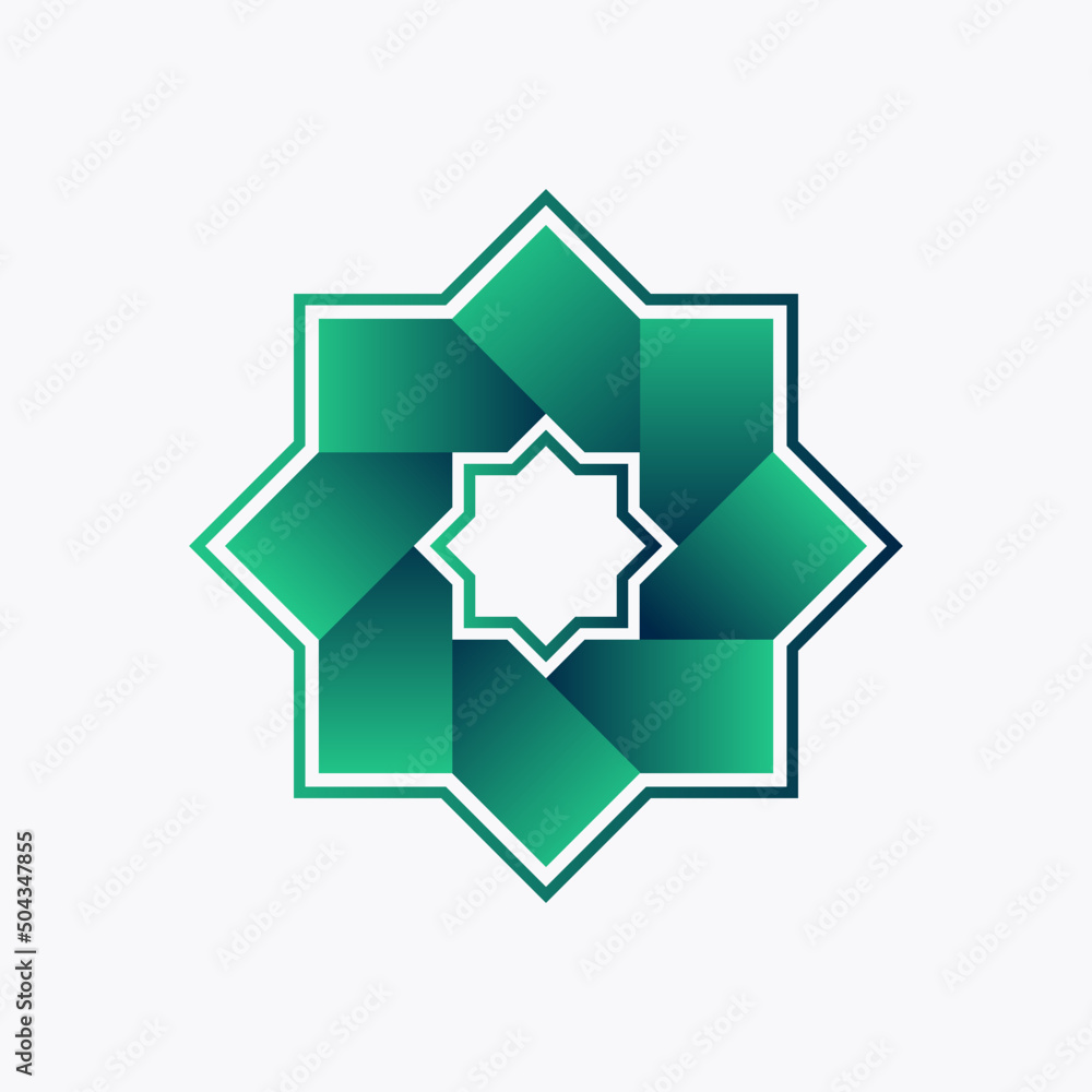 Islamic Logo Octagon Green with gradient effect